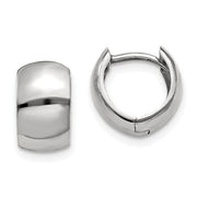 Small 14K Yellow or White Gold Wide Hinged Huggie Hoop Earrings .40 in (10mm) (6mm Wide) - LooptyHoops