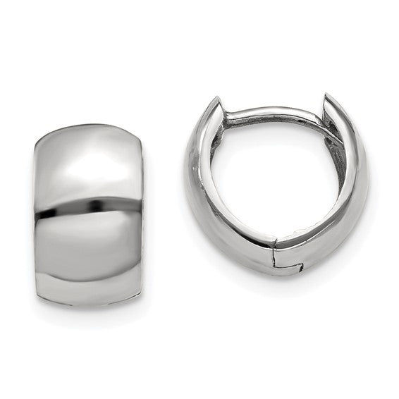 Small 14K Yellow or White Gold Wide Hinged Huggie Hoop Earrings .40 in (10mm) (6mm Wide) - LooptyHoops