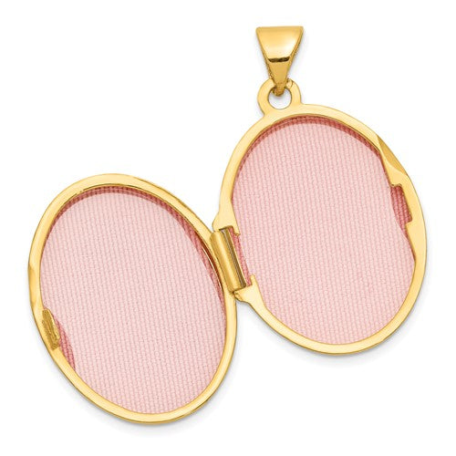 14K Yellow Gold Scrolled Floral Oval Locket Pendant, 23mm x 21mm - LooptyHoops