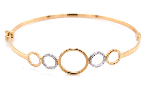 14k Yellow and White Gold Hinged Bangle Bracelet - LooptyHoops