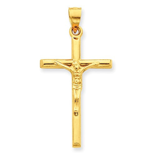Medium 14K Yellow Gold Crucifix Cross Pendant, 33mm x 20mm - LooptyHoops