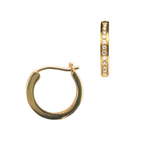 18K Yellow Gold Classic Diamond Hoop Earrings, 0.50" - LooptyHoops