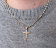 Medium 14K Yellow Gold Crucifix Cross Pendant, 33mm x 20mm - LooptyHoops
