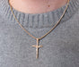 Medium 14K Yellow Gold Crucifix Cross Pendant, 33mm x 20mm - LooptyHoops