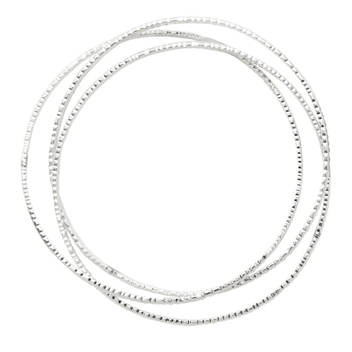 Sterling Silver Intertwining Tripled & Rippled Bangle Bracelets, 68mm - LooptyHoops