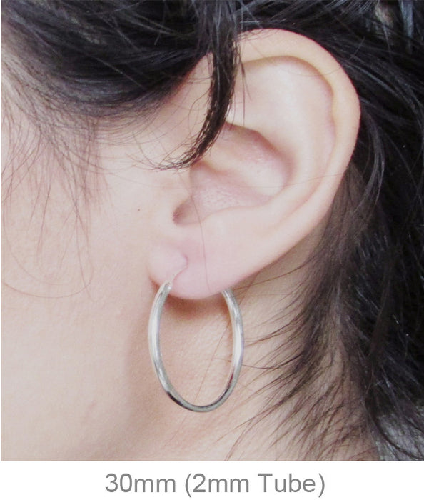 Sterling Silver Hinged Continuous Endless Hoop Earrings, All Sizes - LooptyHoops