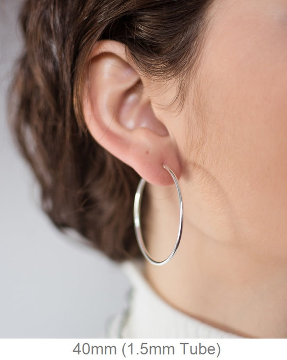 Sterling Silver Hinged Continuous Endless Hoop Earrings, All Sizes - LooptyHoops