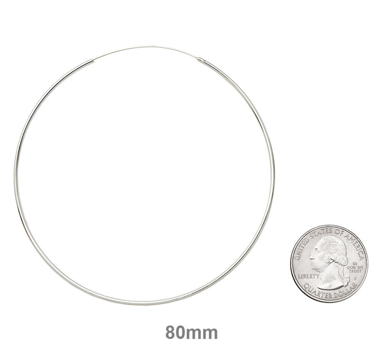 Sterling Silver Hinged Continuous Endless Hoop Earrings, All Sizes - LooptyHoops