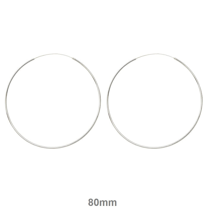 Sterling Silver Hinged Continuous Endless Hoop Earrings, All Sizes - LooptyHoops
