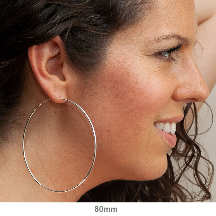 Sterling Silver Hinged Continuous Endless Hoop Earrings, All Sizes - LooptyHoops