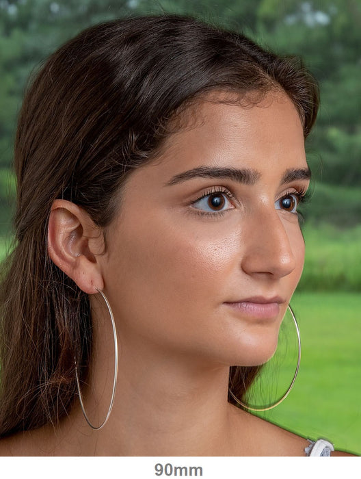 Sterling Silver Hinged Continuous Endless Hoop Earrings, All Sizes - LooptyHoops