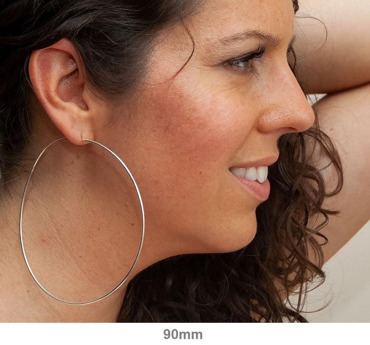 Sterling Silver Hinged Continuous Endless Hoop Earrings, All Sizes - LooptyHoops