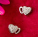 Sterling Silver CZ Textured Double Heart Stud Earrings (9mm) - LooptyHoops