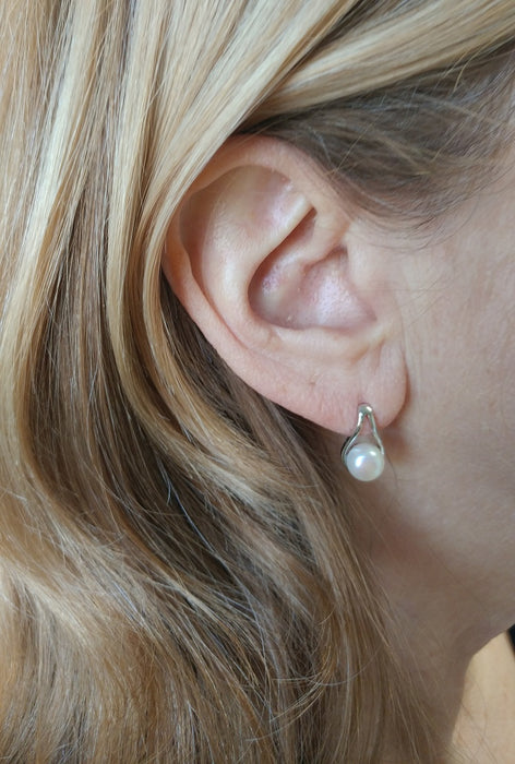 Your Choice: Sterling Silver Freshwater Pearl Post-Back Teardrop Earrings - OR - Matching Freshwater Pearl Pendant & Necklace - OR – Gift Set of All Three - LooptyHoops