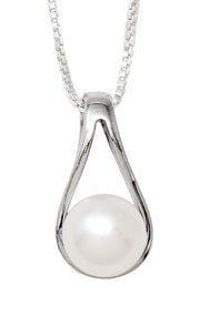 Your Choice: Sterling Silver Freshwater Pearl Post-Back Teardrop Earrings - OR - Matching Freshwater Pearl Pendant & Necklace - OR – Gift Set of All Three - LooptyHoops