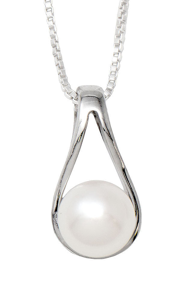Your Choice: Sterling Silver Freshwater Pearl Post-Back Teardrop Earrings - OR - Matching Freshwater Pearl Pendant & Necklace - OR – Gift Set of All Three - LooptyHoops