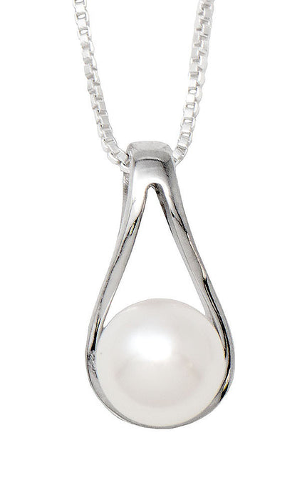 Your Choice: Sterling Silver Freshwater Pearl Post-Back Teardrop Earrings - OR - Matching Freshwater Pearl Pendant & Necklace - OR – Gift Set of All Three - LooptyHoops