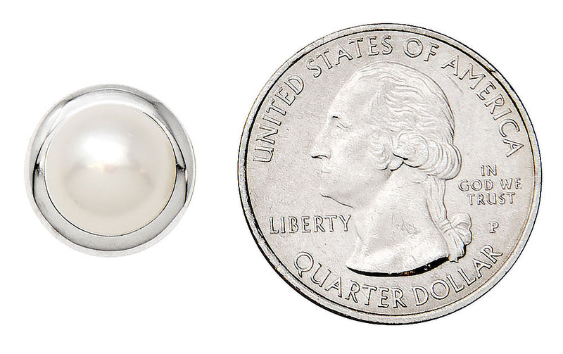 Your Choice: Sterling Silver Classic Freshwater Pearl Stud Earrings - OR - Matching Freshwater Pearl Pendant & Necklace - OR – Gift Set of All Three - LooptyHoops