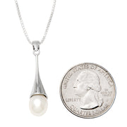 Your Choice: Sterling Silver Freshwater Pearl Hook-Backed Teardrop Drop Earrings - OR - Matching Freshwater Pearl Pendant & Necklace - OR – Gift Set of All Three - LooptyHoops