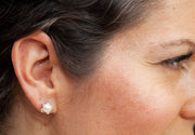 Sterling Silver Flowering Freshwater Pearl Stud Earrings, 9.5mm - LooptyHoops