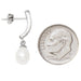 Sterling Silver CZ & Freshwater Pearl Curved Dangle Earrings, 19mm - LooptyHoops
