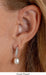 Sterling Silver CZ & Freshwater Pearl Curved Dangle Earrings, 19mm - LooptyHoops