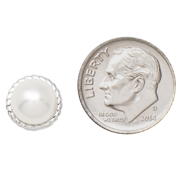 Sterling Silver Freshwater Pearl Scalloped-Edge Classic Stud Earrings, 10mm - LooptyHoops