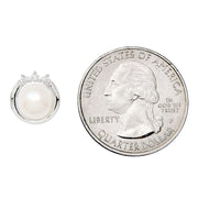 Your Choice: Sterling Silver CZ Freshwater Pearl Stud Earrings - OR - Matching Freshwater Pearl Pendant & Necklace - OR - Gift Set of All Three - LooptyHoops