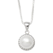 Your Choice: Sterling Silver Diamond-Cut Freshwater Pearl Stud Earrings - OR - Matching Freshwater Pearl Pendant & Necklace - OR – Gift Set of All Three - LooptyHoops