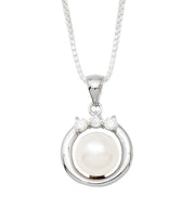 Your Choice: Sterling Silver CZ Freshwater Pearl Stud Earrings - OR - Matching Freshwater Pearl Pendant & Necklace - OR - Gift Set of All Three - LooptyHoops
