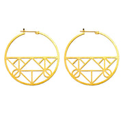 Unique Geometric Click-Down Hoop Earrings Plated in Gold or Rhodium, 46mm - LooptyHoops