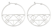 Unique Geometric Click-Down Hoop Earrings Plated in Gold or Rhodium, 46mm - LooptyHoops