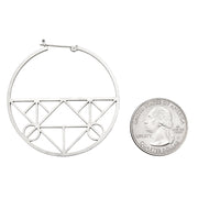 Unique Geometric Click-Down Hoop Earrings Plated in Gold or Rhodium, 46mm - LooptyHoops