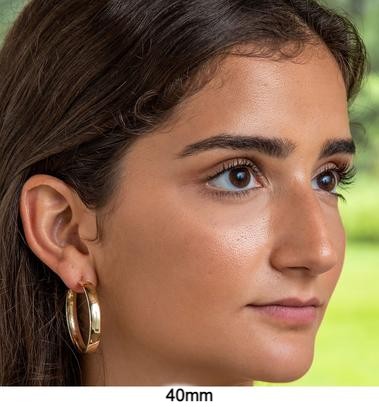 14k Yellow Gold Flat & Wide Hoop Earrings (5mm Wide), Two Sizes - LooptyHoops