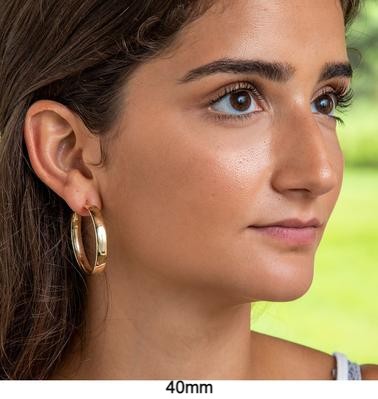 14k Yellow Gold Flat & Wide Hoop Earrings (5mm Wide), Two Sizes - LooptyHoops