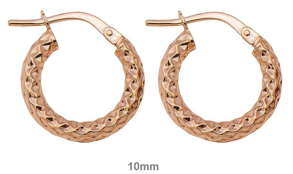 14k Gold Diamond Cut Hoop Earrings (2.5mm Thick), Small Sizes - LooptyHoops