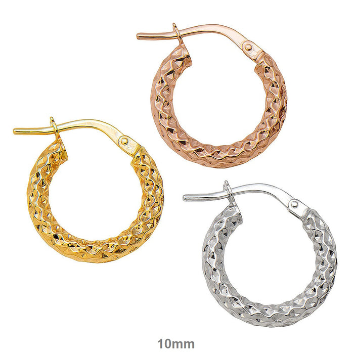 14k Gold Diamond Cut Hoop Earrings (2.5mm Thick), Small Sizes - LooptyHoops