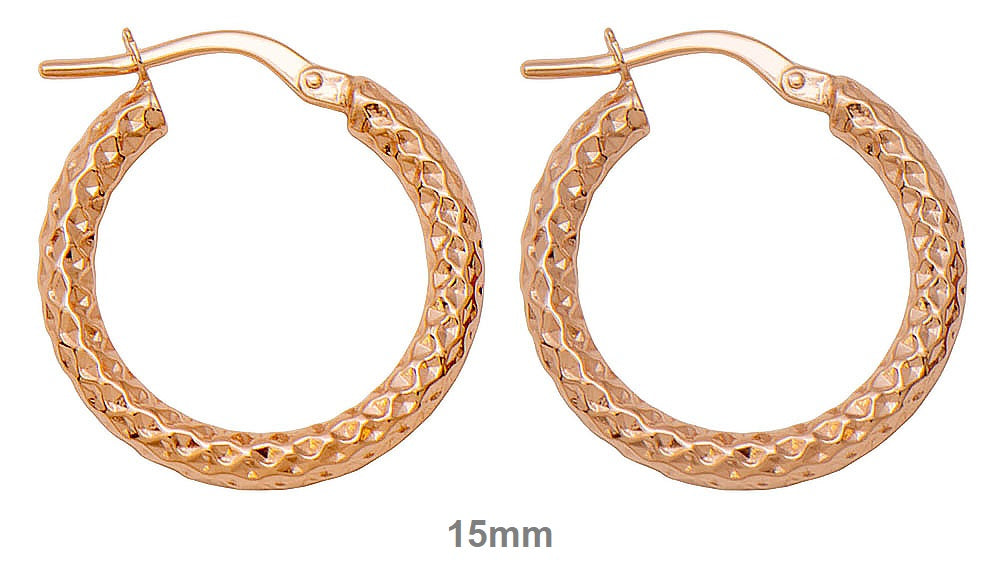 14k Gold Diamond Cut Hoop Earrings (2.5mm Thick), Small Sizes - LooptyHoops