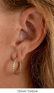 14k Gold Diamond Cut Hoop Earrings (2.5mm Thick), Small Sizes - LooptyHoops