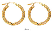 14k Gold Diamond Cut Hoop Earrings (2.5mm Thick), Small Sizes - LooptyHoops