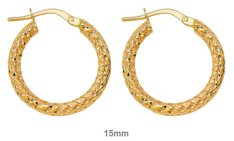 14k Gold Diamond Cut Hoop Earrings (2.5mm Thick), Small Sizes - LooptyHoops