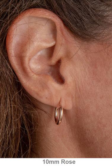 14k Rose Gold Classic High-Polish Hoop Earrings (2mm Thick - 10mm) - LooptyHoops