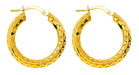 14k Gold Small Knife-Edged Sparkly Diamond Cut Hoop Earrings (3mm Thick), 15mm - LooptyHoops