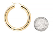 14K Yellow Gold Thick Tube Hoop Earrings with Click-Down Clasp, (6mm Tube) - LooptyHoops