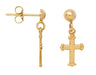 14k Yellow Gold Cross Dangle Earrings - LooptyHoops