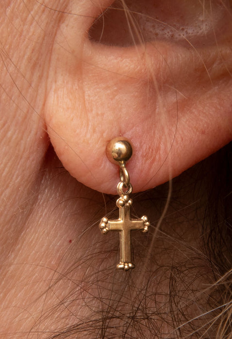 1 pair Cross Stud Earring, Gold Filled Braided Pearl Cross Earrings, Dangle  Cross Earring Charm for Religious Women Jewelry, 33x14mm, ER216 -  BeadsCreation4u