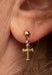 14k Yellow Gold Cross Dangle Earrings - LooptyHoops