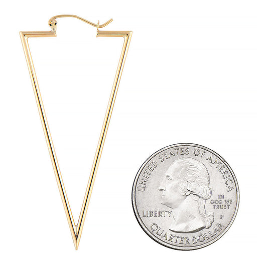 14k Yellow Gold Triangle Hoop Earrings, 50mm - LooptyHoops