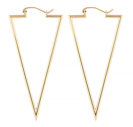14k Yellow Gold Triangle Hoop Earrings, 50mm - LooptyHoops