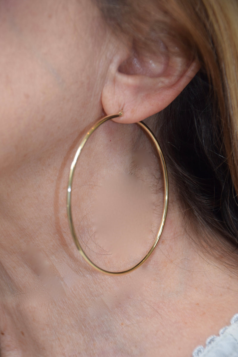 14k Yellow Gold Lightweight Hoop Earrings (2mm), All Sizes - LooptyHoops